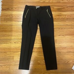 Michael Kors Gold Zipper Skinny Ankle Slacks